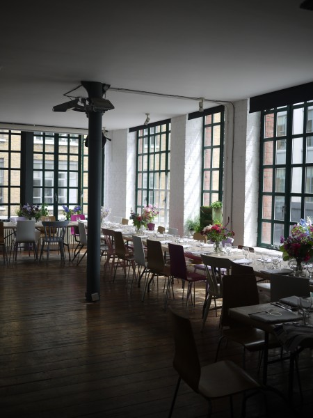 The beautiful studio above Fifteen, all set for our supper club and filled with incredible flowers from Rebel Rebel